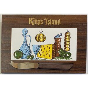 Vintage Kings Island Cheese Board With Stainless Steel Knife Souvenir Japan